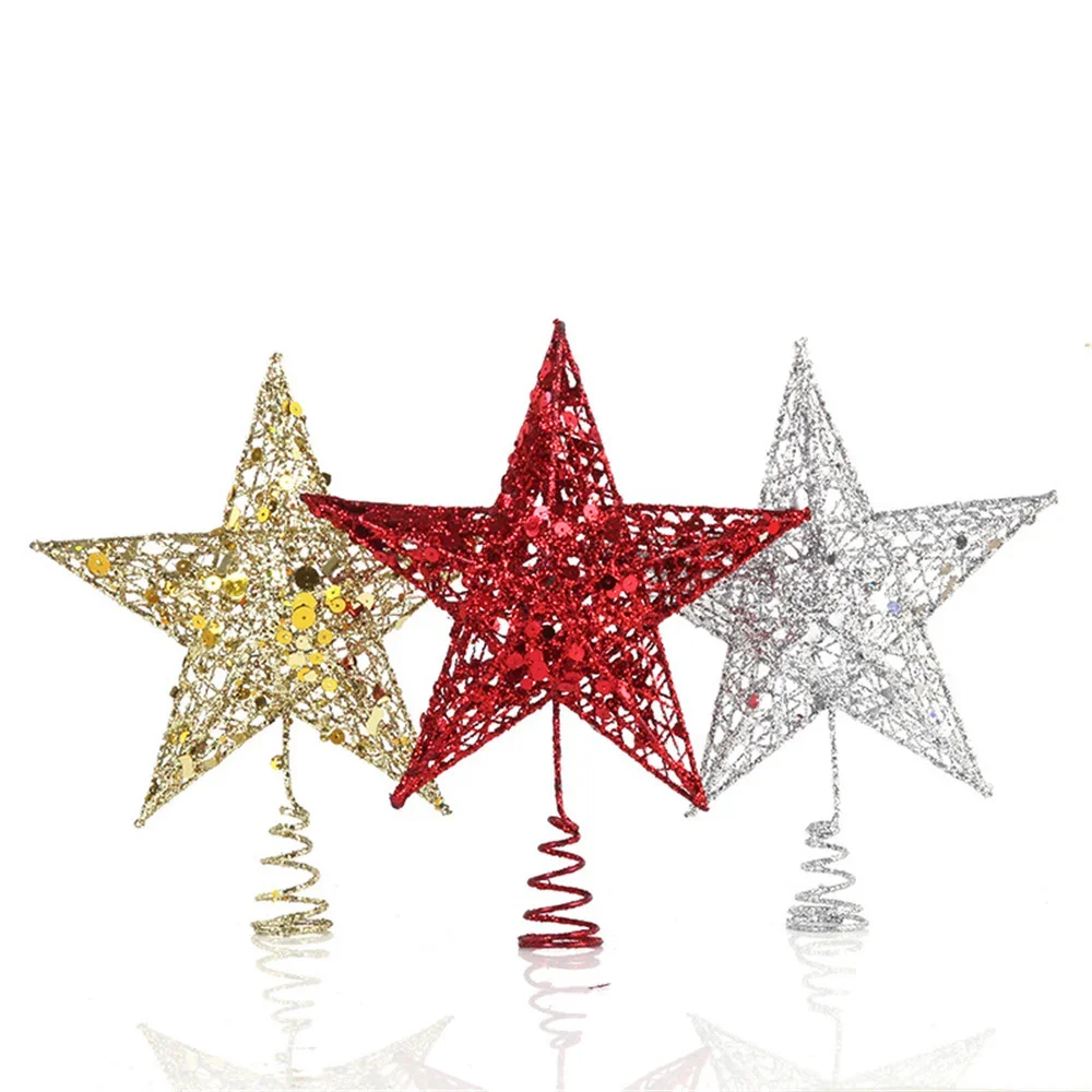 

15cm Gold Glitter Christmas Tree Topper Star Christmas Decorations for Tree Xmas Tree Top Navidad Ornaments New Year Decor