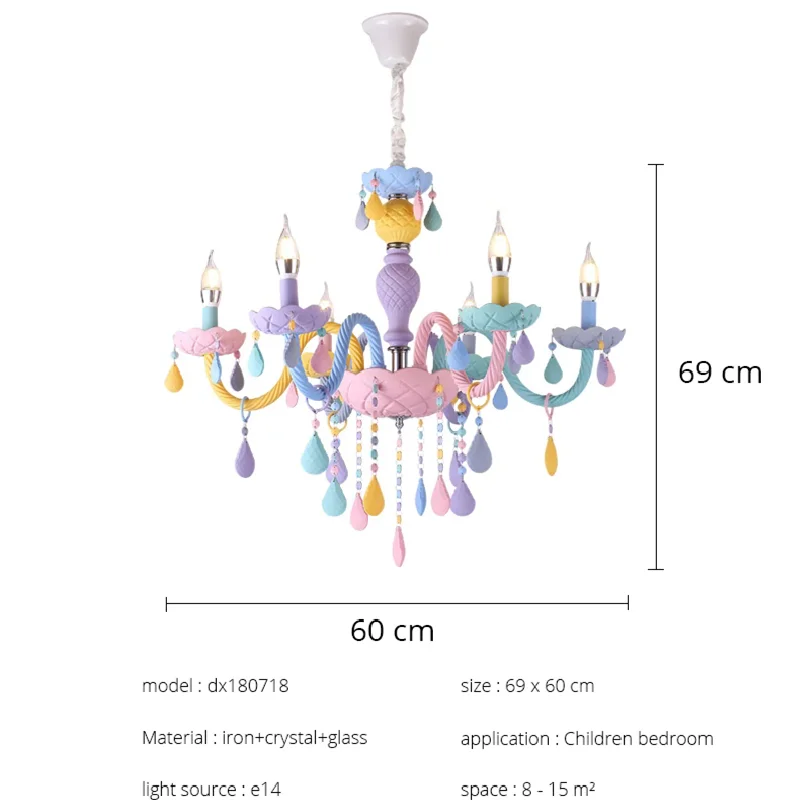 

Modern Crystal LED Pendant Lights Home Decoration Children Room Pendant Lamp Macaron Color Droplight For Living Room Bedroom