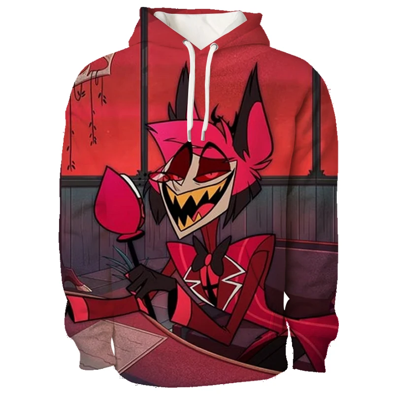 Newest Anime Hazbin Graphic Hoodie Men\'s 3D Full Print Hooded Sweatshirts Trend Streetwear Hotel Cartoon Pullover Tops Clothing