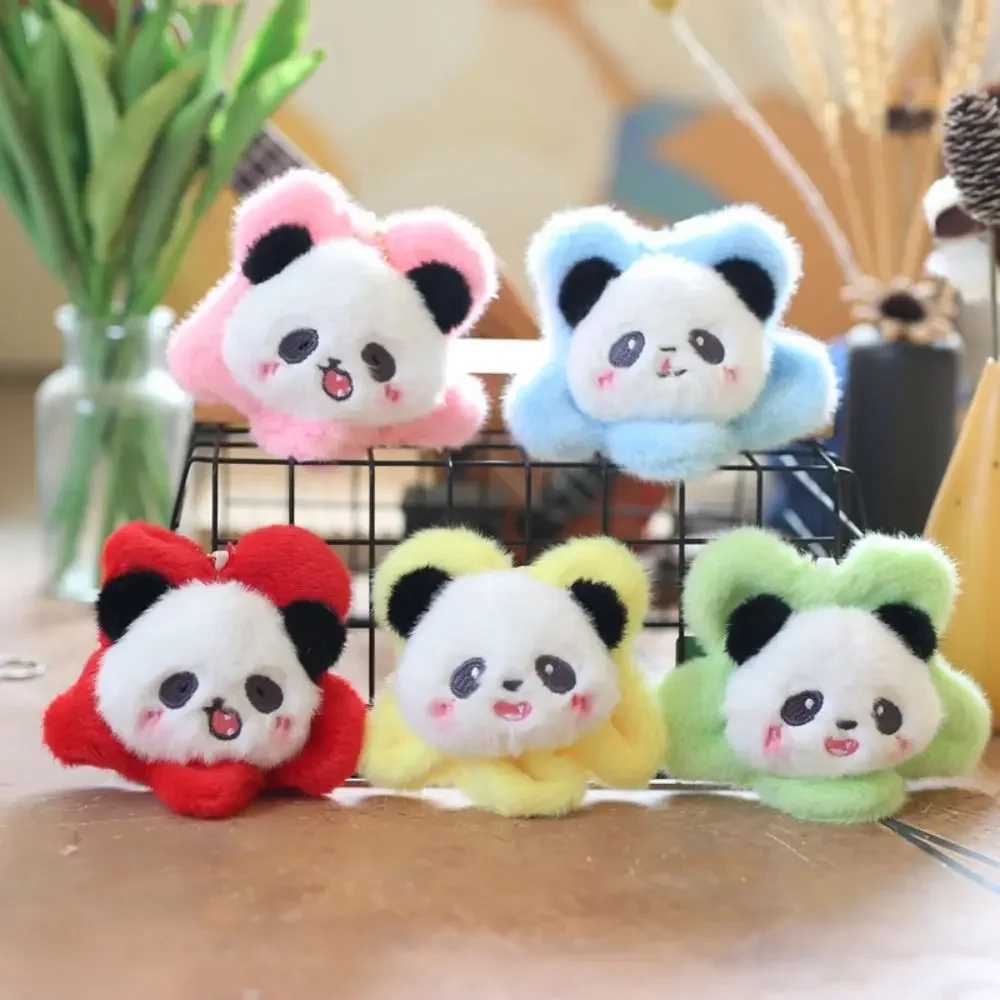 Candy Color Sunflower Panda Pendant Cute Expression Cartoon Panda Flower Plush Keychain Funny Creative Flower Stuffed Plush Toys