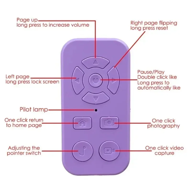 Recarregável Bluetooth Controle Remoto, Portátil, Temporizador, Câmera Stick, Botão do Obturador, Controlador Sem Fio, iPhone, Samsung, Mi