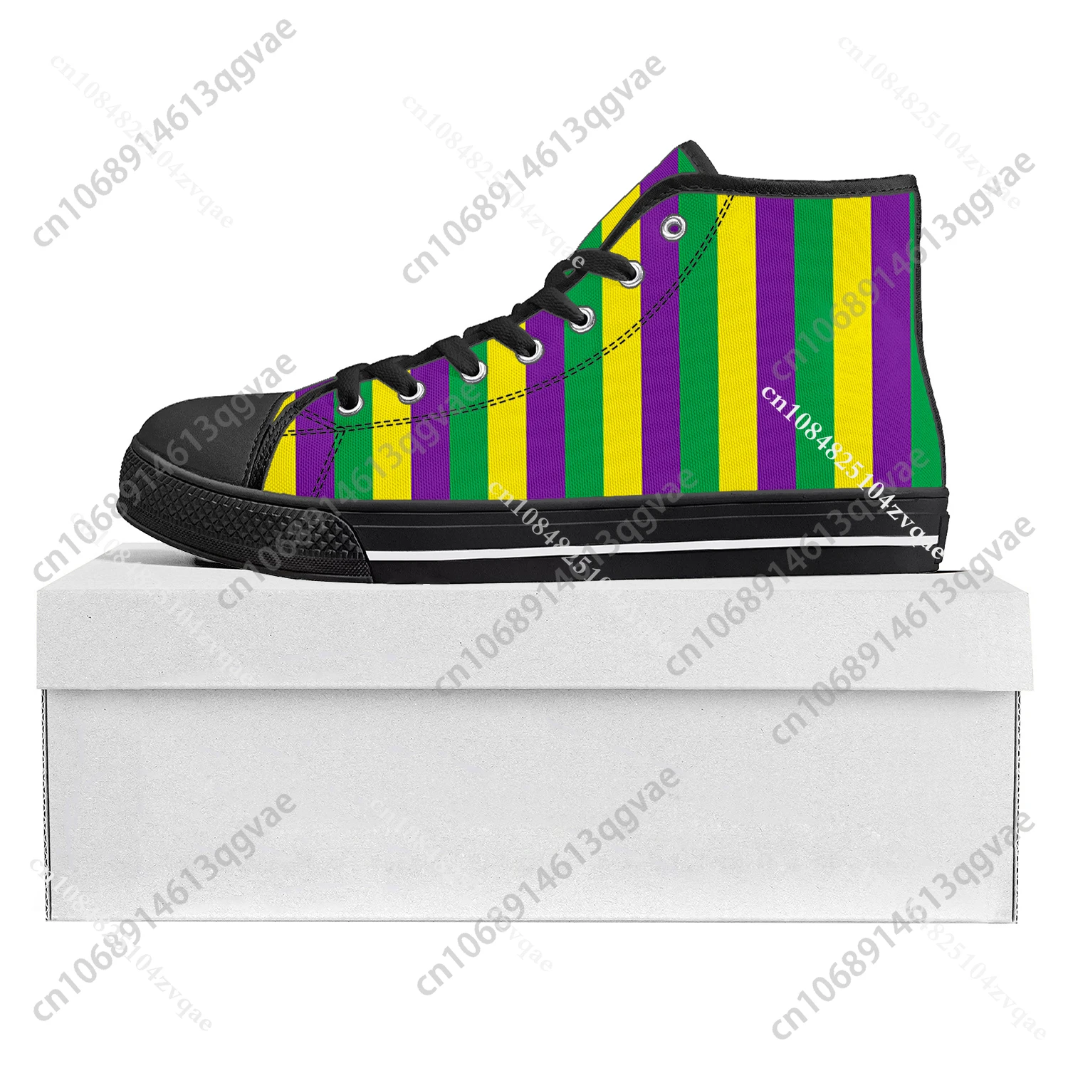 Mardi Gras Stripe High Top High Quality Sneakers Mens Womens Teenager Canvas Sneaker Custom Made Shoe Casual Couple Shoes