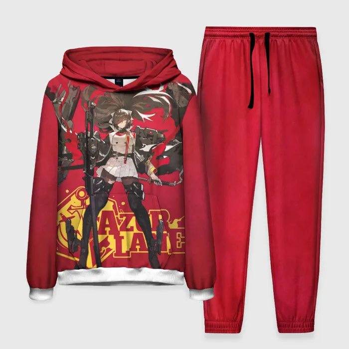 Anime Game Azur Lane Hoodies Pants Sets 3D Printed Men Women Tracksuit Outfits Oversized Pullovers Harajuku Sweatshirt 2pcs Suit