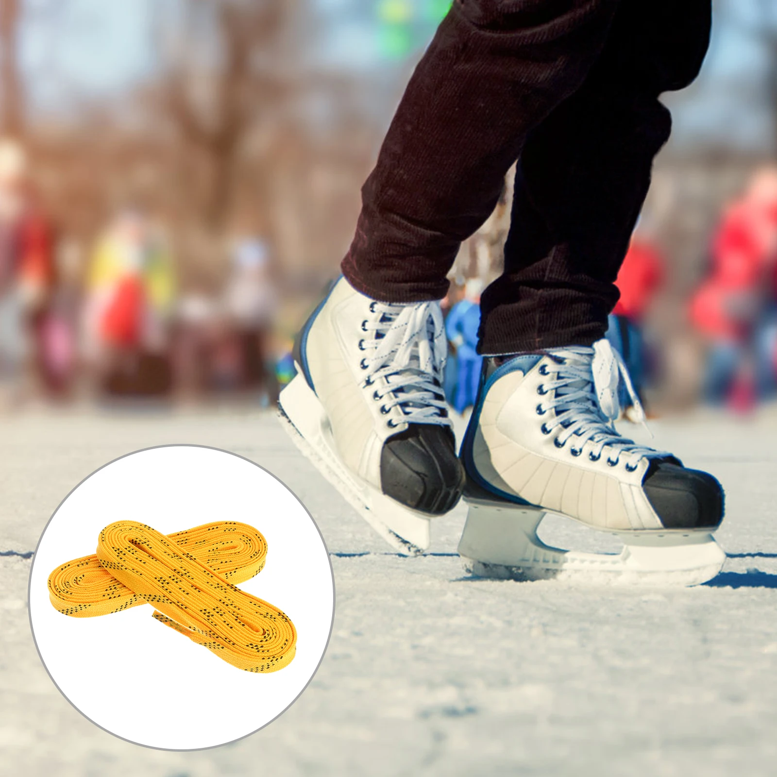 

1Pair Yellow 96 Inch Anti-Fracture Hockey Shoelaces Waxed Durable for Skiing Sports Shoes Replacement Shoelaces