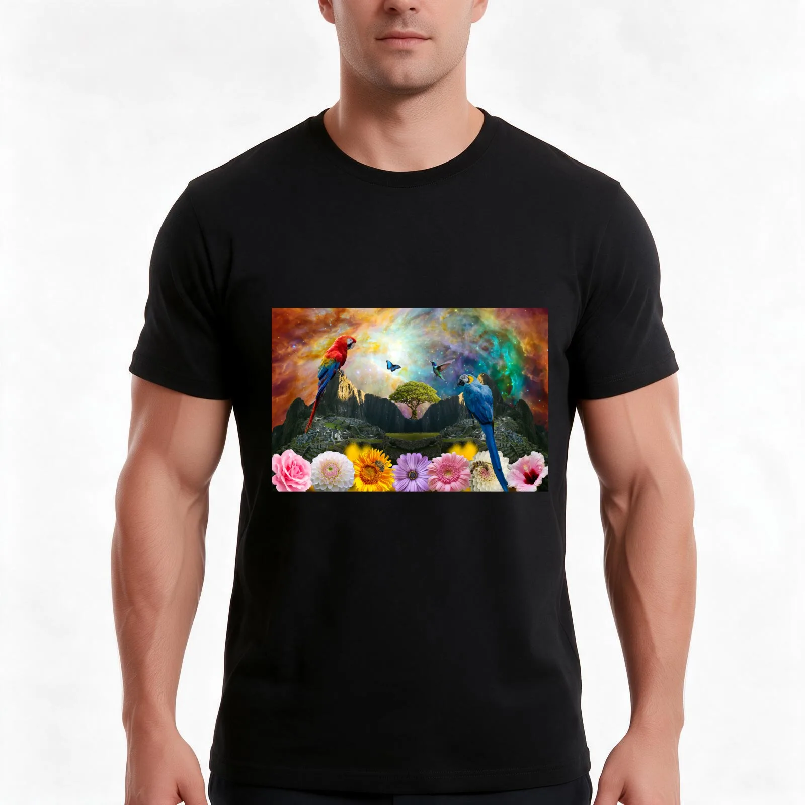 Sacred Macaw Dreaming Men T Shirt funny t shirts man