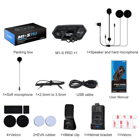 Fodsports M1-S Pro мотогарнитура,Bluetooth-гарнитура для мотоциклетного шлема,мотоциклы наушники беспроводные,10 водителей, 2000 м,Поделиться музыкой.