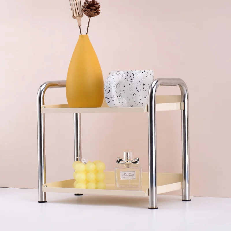 

Ahunderjiaz-Nordic Style Cosmetic Desktop Organizer, Stainless Steel Iron, Kitchen Desktop, Home Storage