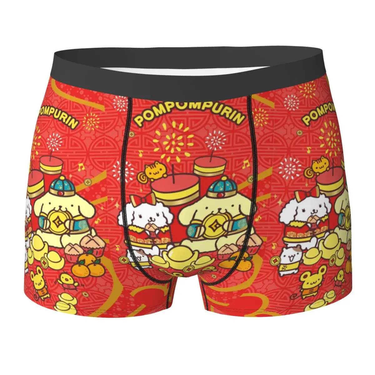 

Pom Pom Purin Underwear Sanrio Breathable Panties Printed Boxer Brief For Male 3D Pouch Oversize Trunk