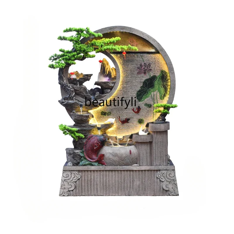 

A50 Water curtain wall, running water screen, outdoor courtyard, landscape decoration, feng shui wheel, lucky ornament, rockery