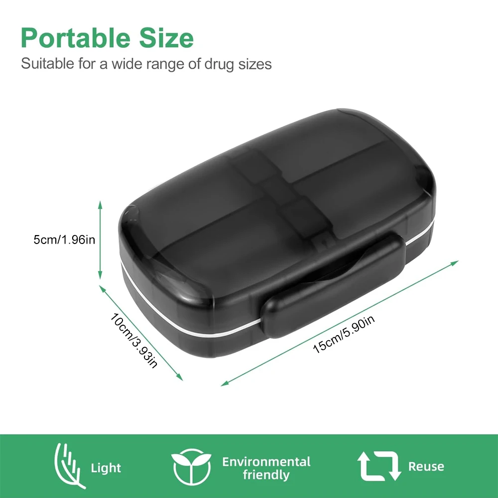1PCS 8 Compartments Travel Pill Organizer, Daily Pill Case Pill Box for Pocket Purse, Portable Pill Container Medicine Vitamin