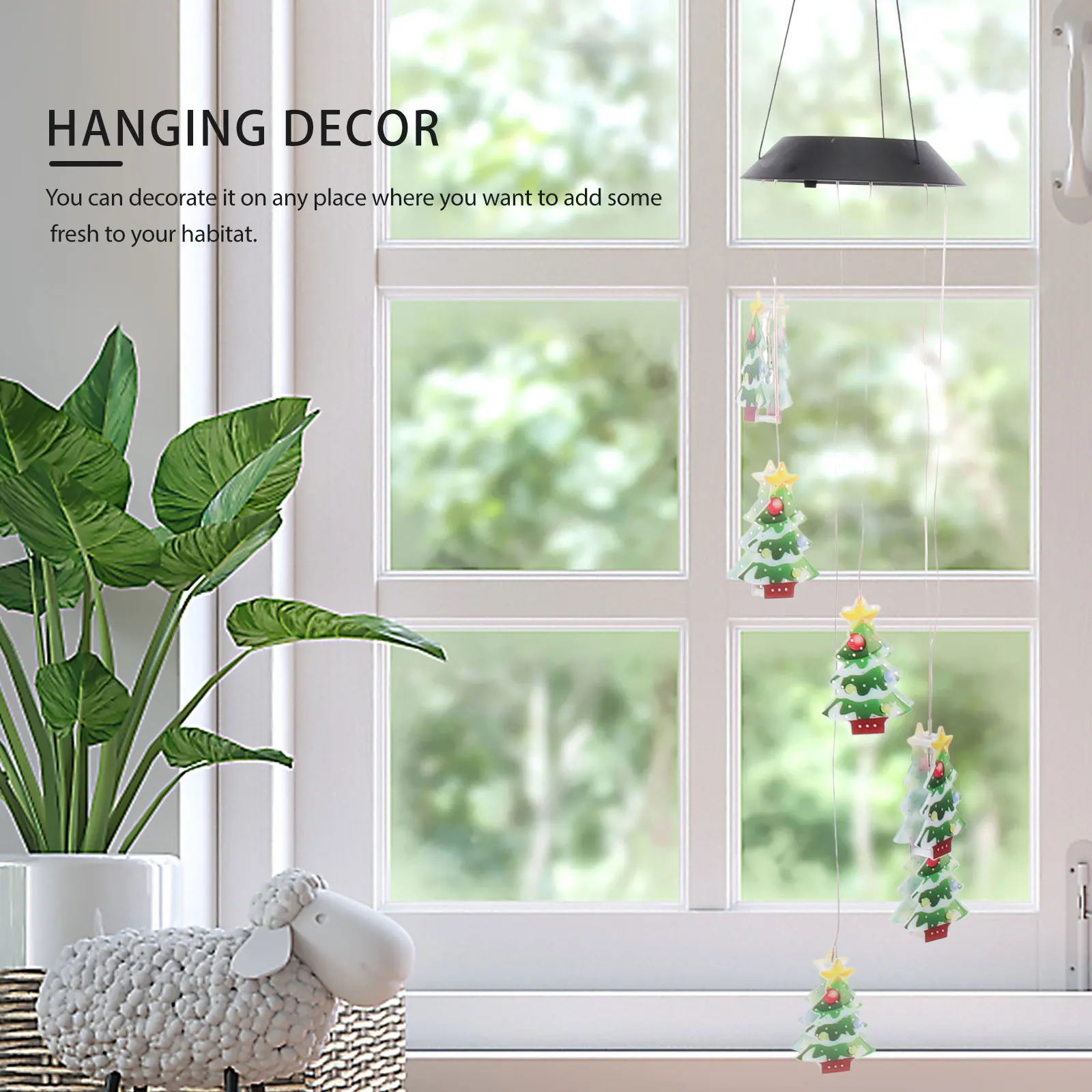

Christmas Tree Wind Chime Light Outdoor LED Pendant Decorations Versatile Garden Christmas Hanging Solar Lights Novel Design
