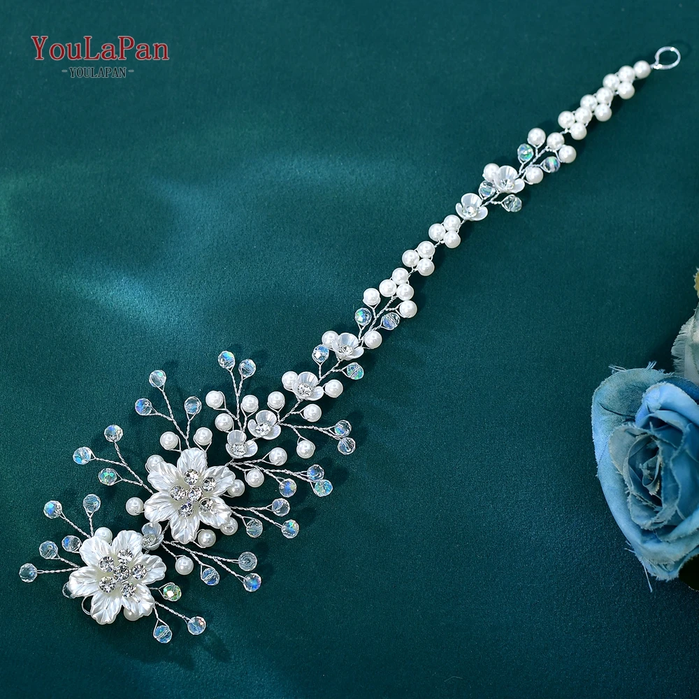 

TOPQUEEN HP295 жемчужные свадебные аксессуары для волос серебряный бриллиант головной убор из смолы цветок невесты головная повязка Свадебные украшения для волос