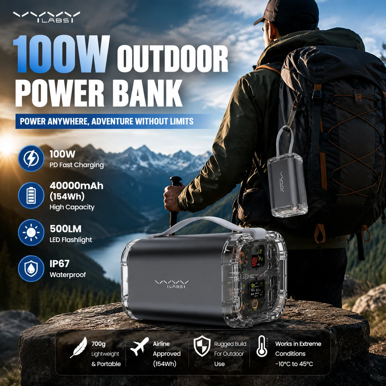 Outdoor Power Pack - 100W Güç Bankası 40000mAh Dış Mekan