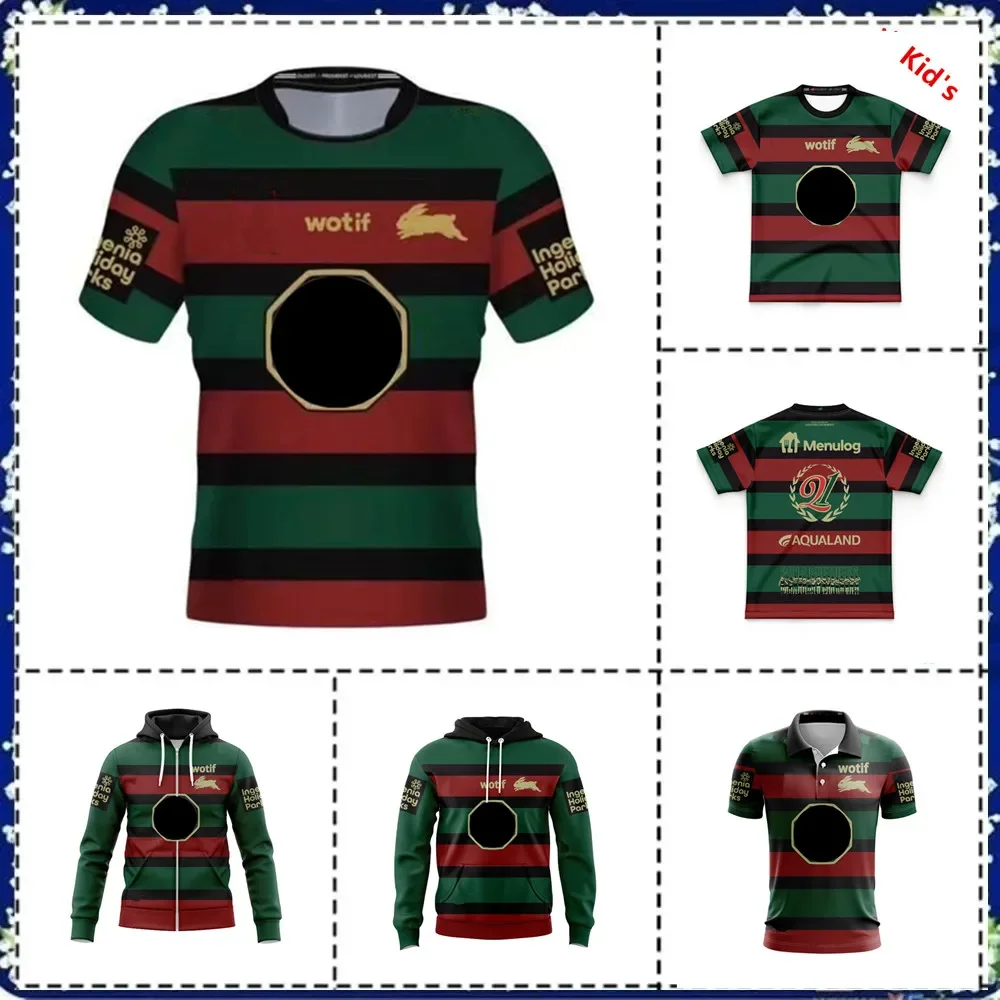 2014-2024 South Sydney Rabbitohs MENS HOME MEMBER Tee RUGBY Hooded zipper JERSEY Kids -Men's Size: S-5XL