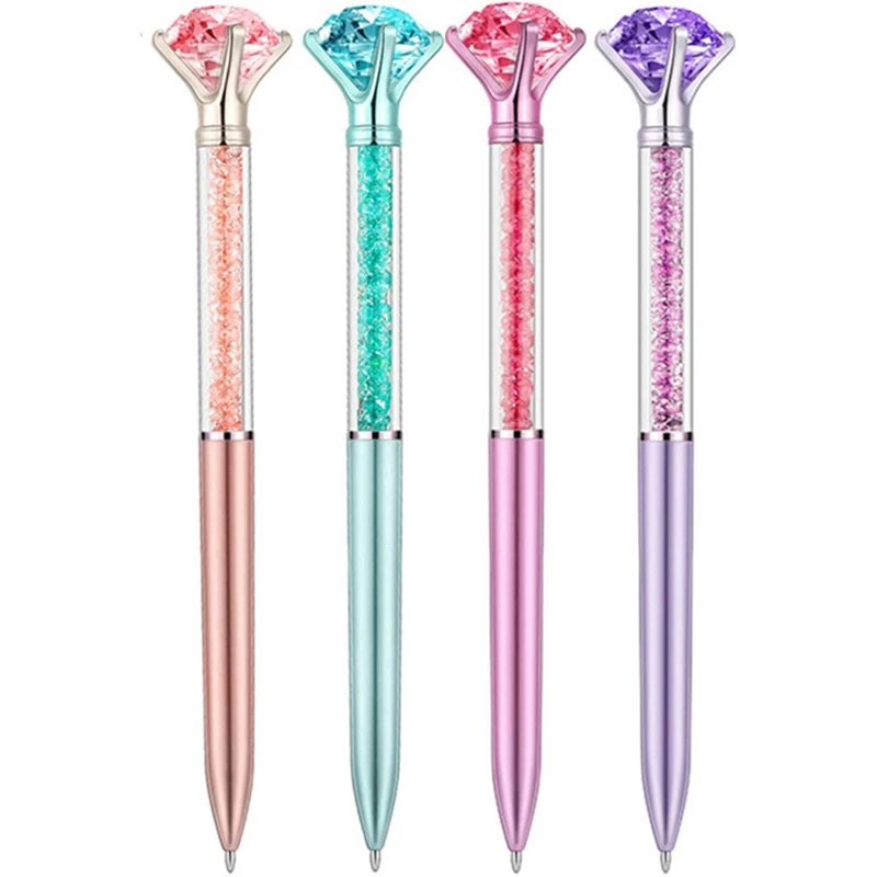 4Pcs Ballpoint Pen Ball Point Ink Pens Writing Pen Students Pen Ball Pens Crystal Diamond Pens