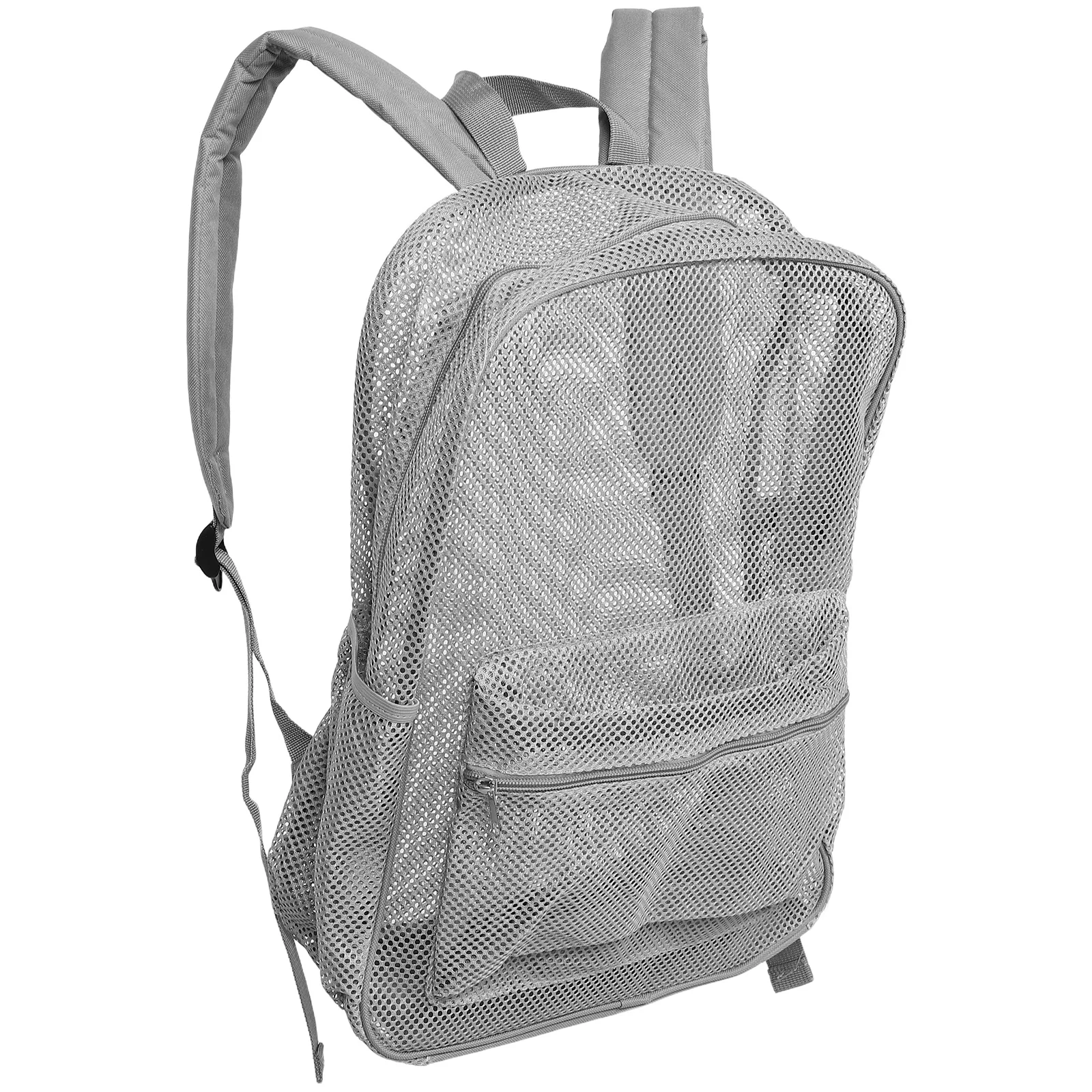 Heavy Duty Mesh Backpack Grey See Through Padded Shoulder Straps Outdoor Sports Beach Swimming Travel Gear Mesh Beach Bag