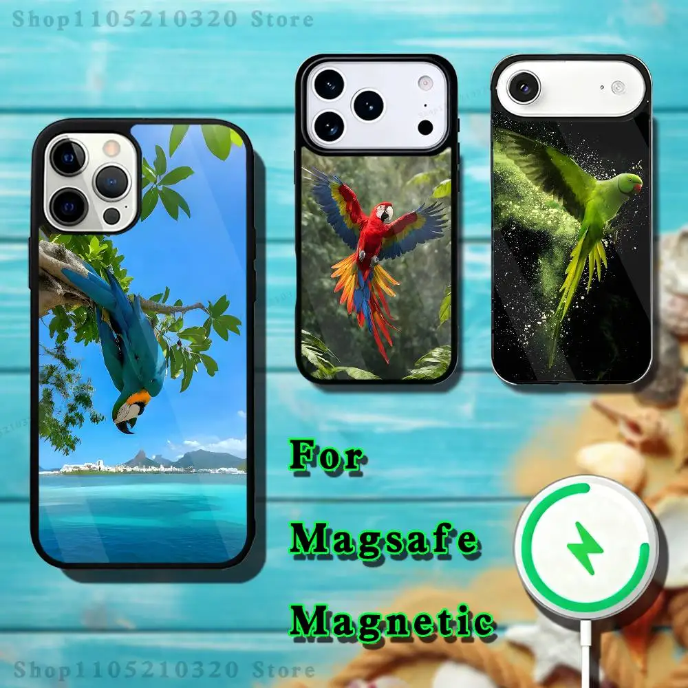 

Cute parrot Phone Case For iPhone 17,16,15,14,13,12,11,Pro,Max,Plus,Mini,SE4,E Magnetic Magsafe Wireless Charging