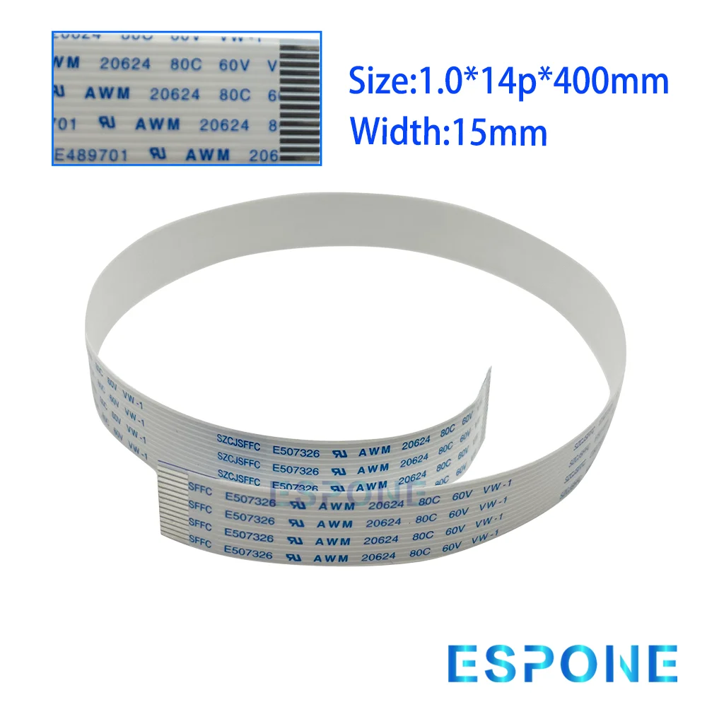 

Кабель для передачи данных ESPONE, 10 шт., 14-контактный, плоский FFC, ширина 15 мм, длина 400 мм, для печатающих головок Epson 4720 I3200, для сольвентных УФ-планшетных струйных принтеров