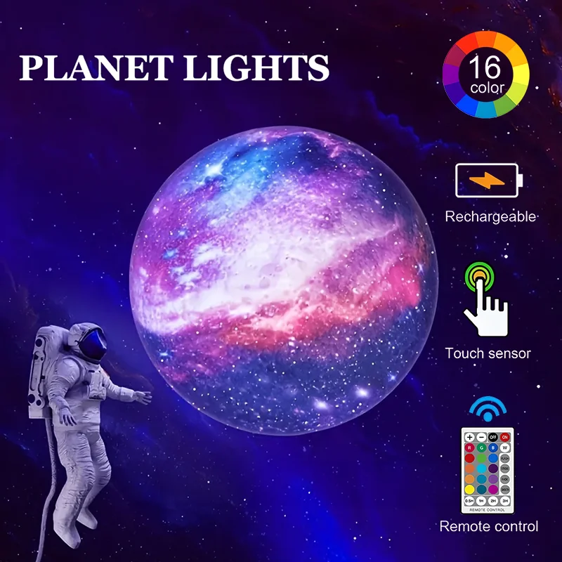 LED 3d gedruckt Sternen stern Mond Lichter 16 Farben bunte wiederauf ladbare Touch Nachtlicht Wohnkultur kreative Geschenk USB Tisch lampe