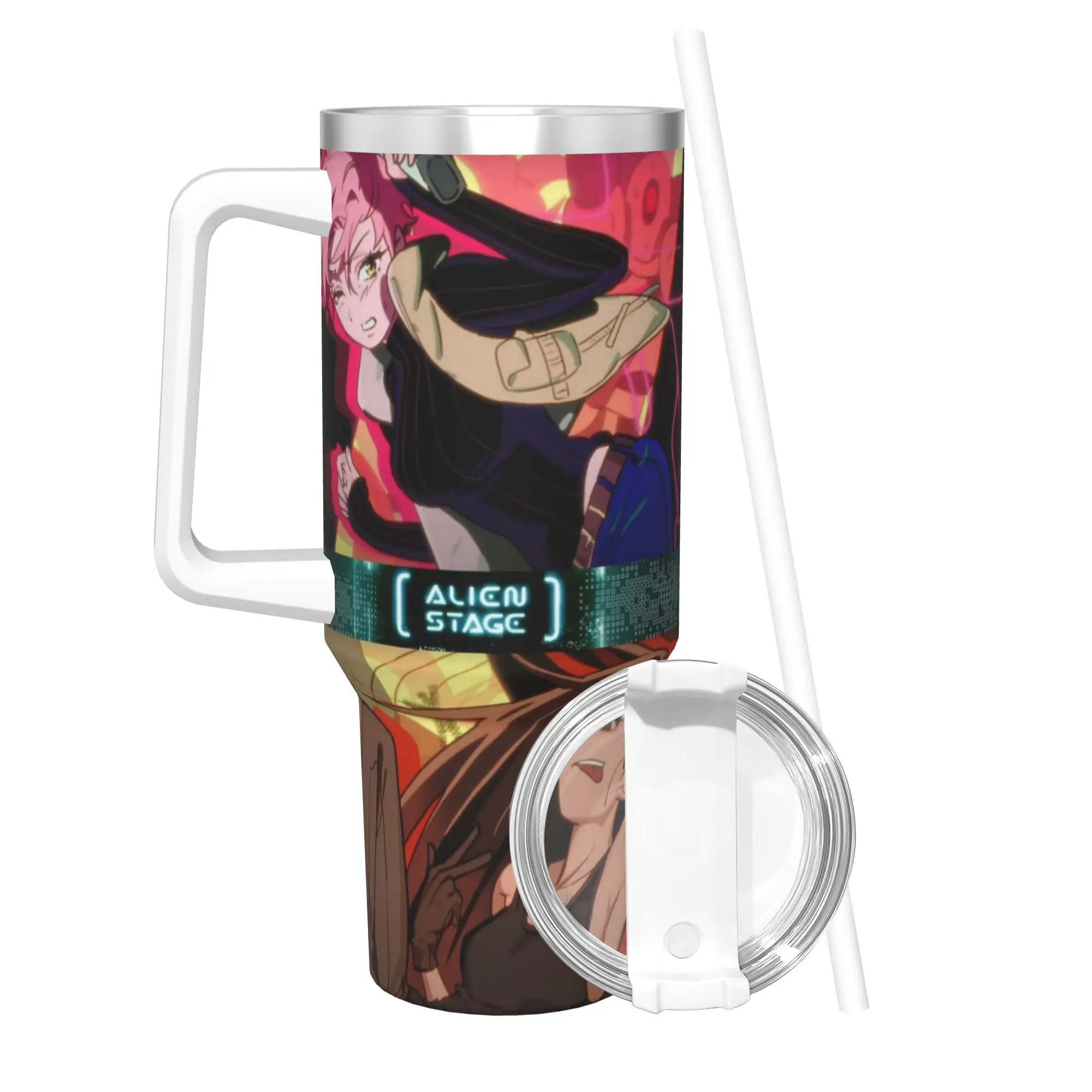 40OZ Stainless Steel Tumbler Aliens Stages Anime Coffee Mug  Heat Preservation Hot Drinks Car Mugs Driving Water Bottle