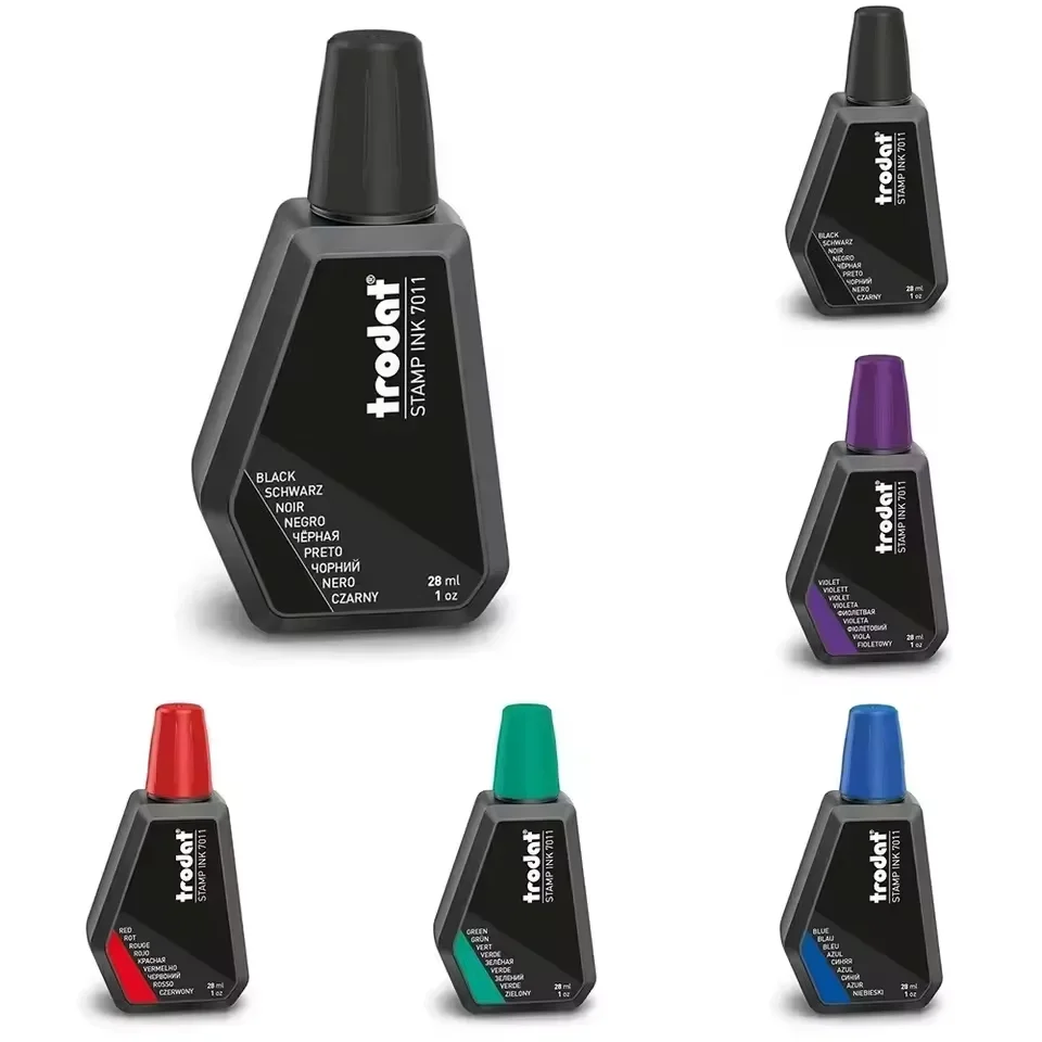 1pcs For Trodat 7011 Back Ink 28-Ml Hygroscopic Re-Ink All Handprint Pad Red, Blue, Black, Green, Purple 5 Colors Hand Tools