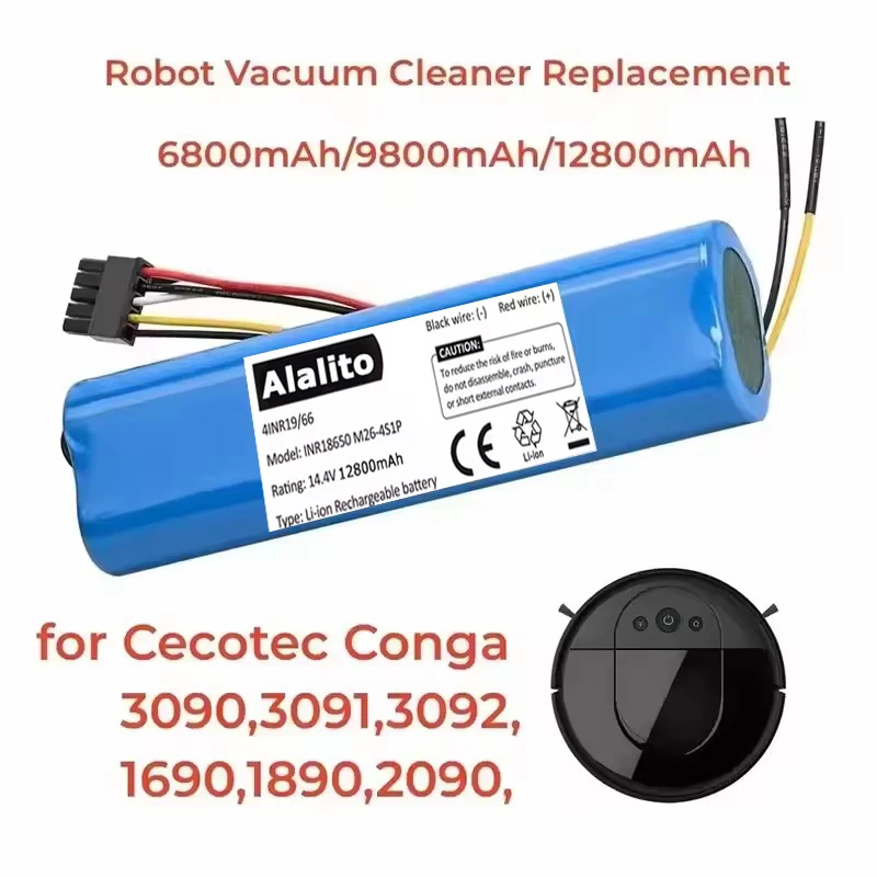 CECOTEC CONGA 3090 3091 3092 1690 1890 2090 جهاز آلي لتنظيف الأتربة بطارية حزمة استبدال الملحقات 14.4 فولت 12800 مللي أمبير