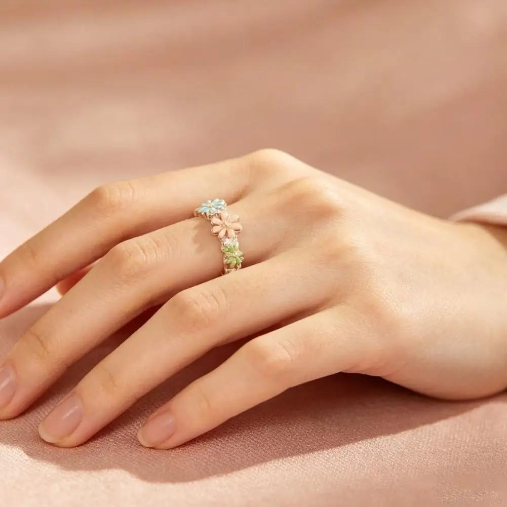 Flower Ring 3d Flower Shape Finger Ring Health Mood Support Band Stress Relief Jewelry for Wife Mother Sister Daughter Long Wear