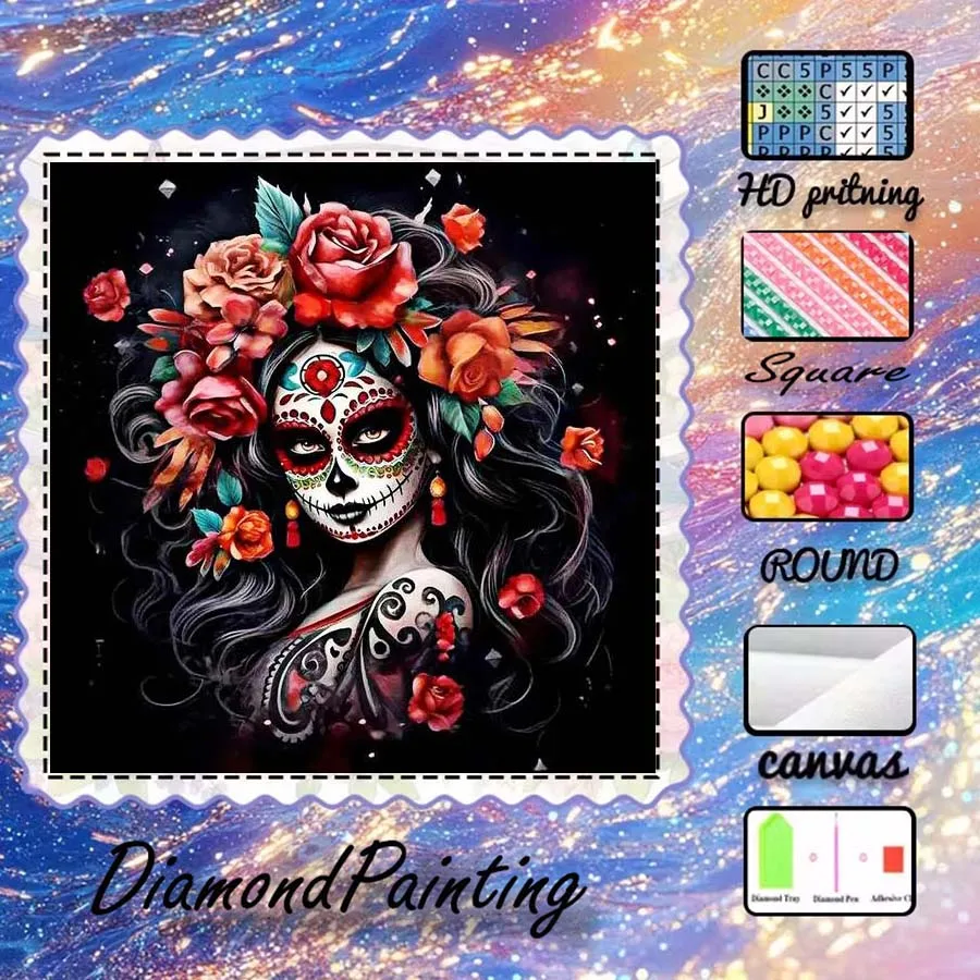 

1 piece 5D DIY flocking cloth, special drill, diamond painting kit, flowers, women, pattern mosaic, diamond art