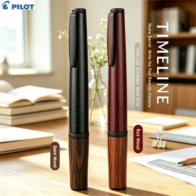 Japan PILOT Timeline BT-L7S Rollerball Pen 0.7mm Rotating Out Core Wooden Grip Matte Metal Signature Pen Luxury Business Office