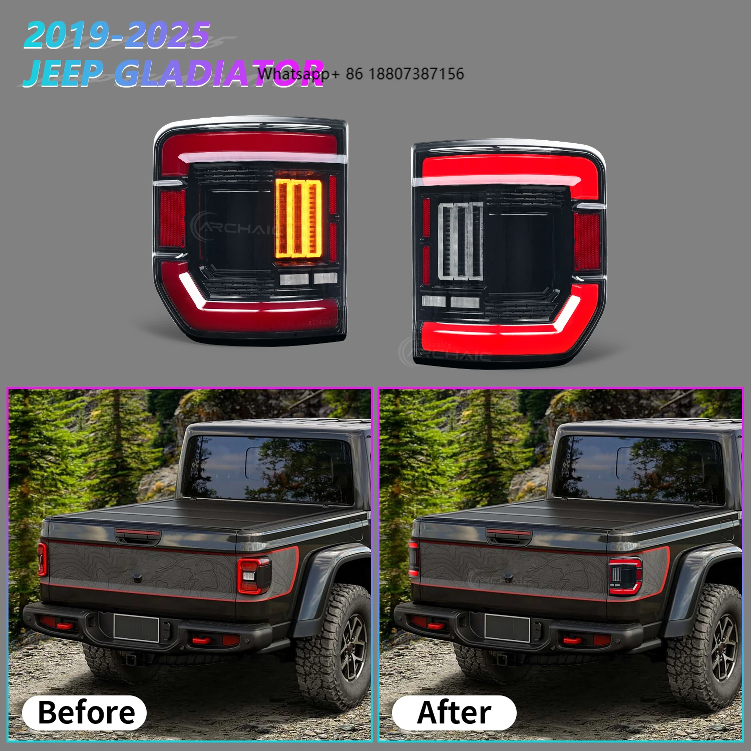 

Archaic New LED Taillights for Gladiator JT 2019-2025 Plug&Play Sequential Turning Signal DOT Certified Car Modification