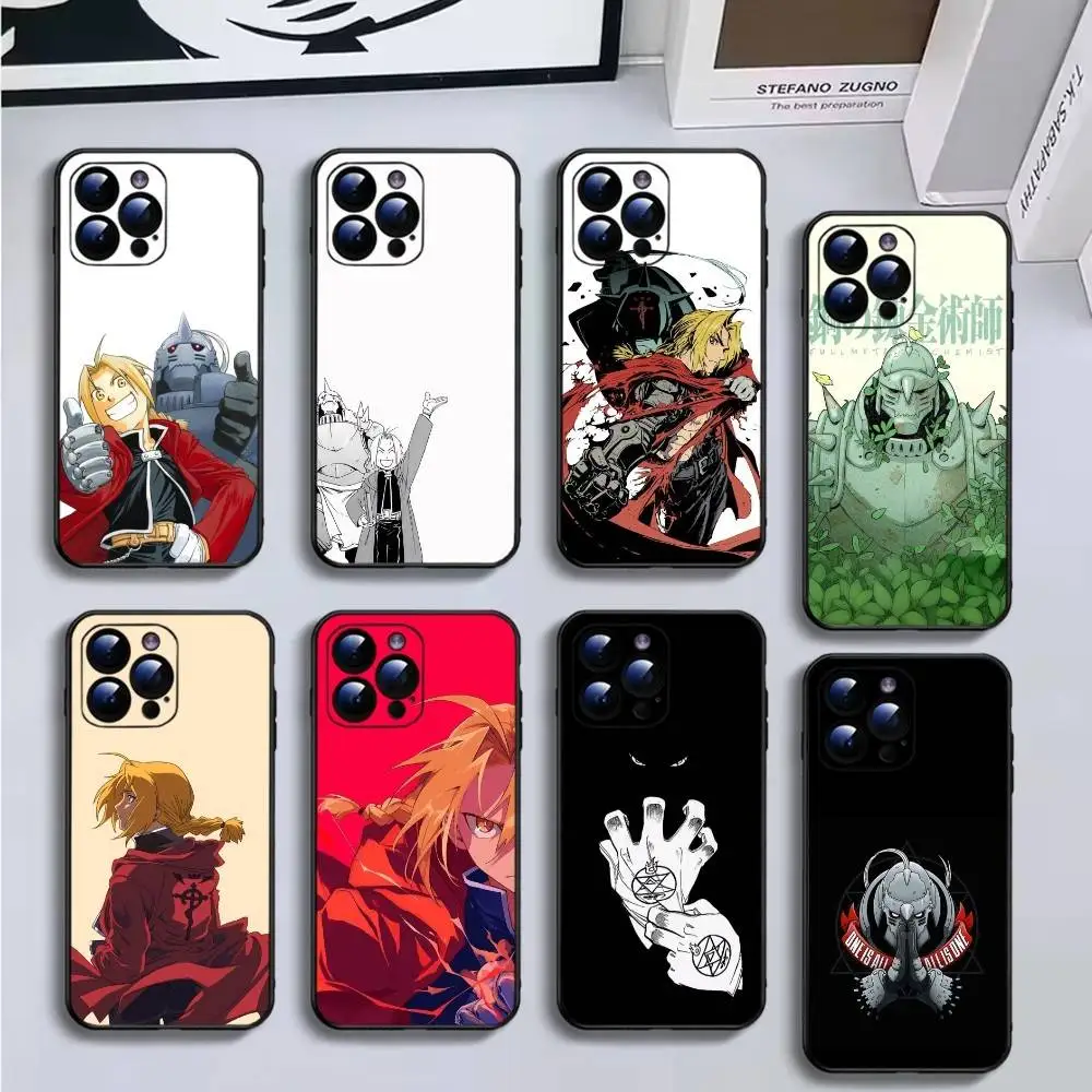 

Fullmetal A- Alchemist Anime Phone Case For iPhone16,15,14,13,12,11 Plus,Pro Max,XS,X,XR,SE,Mini,8,7,Soft Black Cover