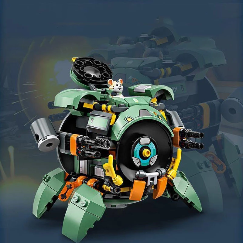 Overwatch Mecha اللبنات نموذج اللعب الأخضر تدمير الكرة الهامستر الطوب الصبي تجميعها الحلي الماسق #2