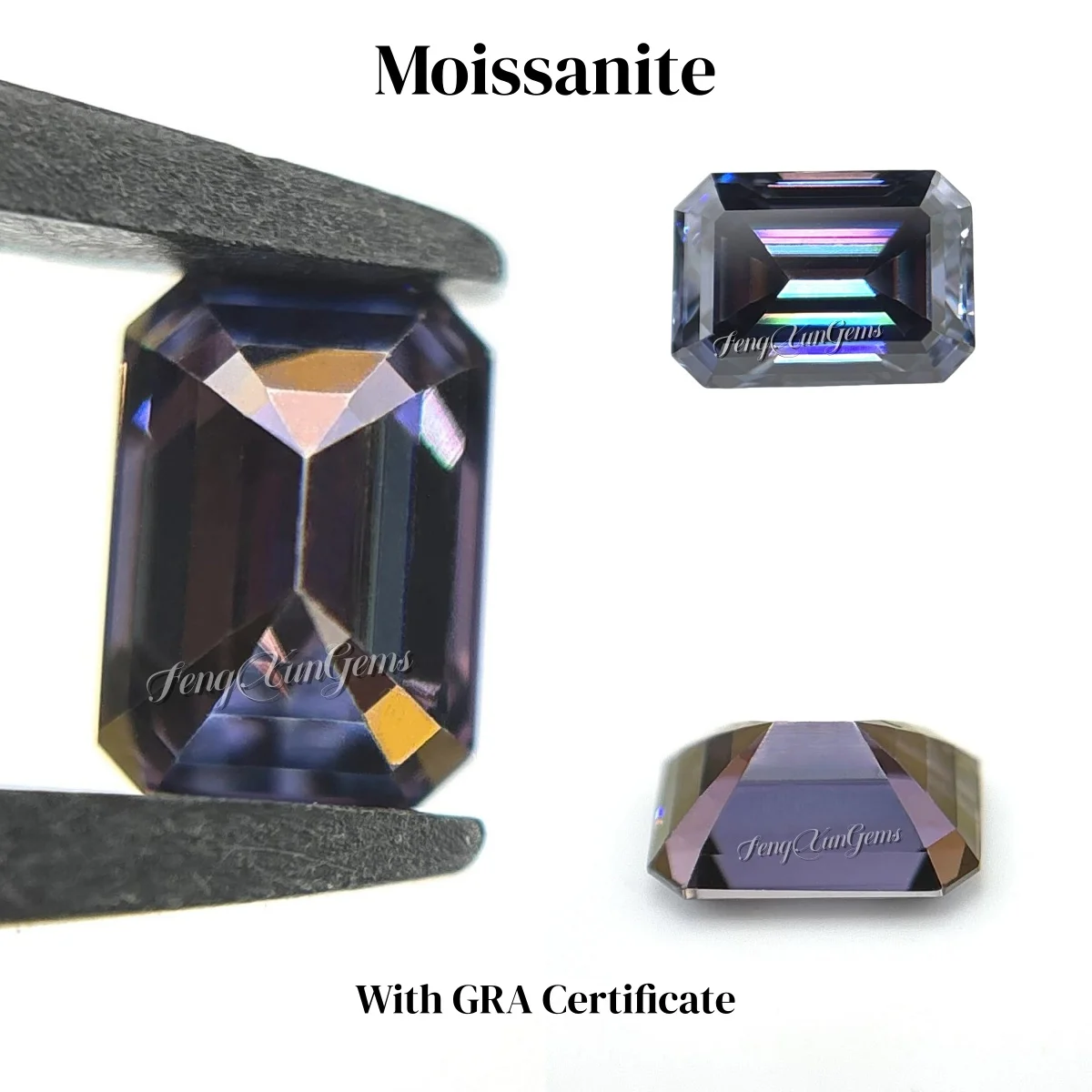 

Loose Moissanite Diamonds Emerald Excellent Cut vvs1 Royal Purple 0.5~10ct Charm Fine Lab Gemstones with GRA Certificate