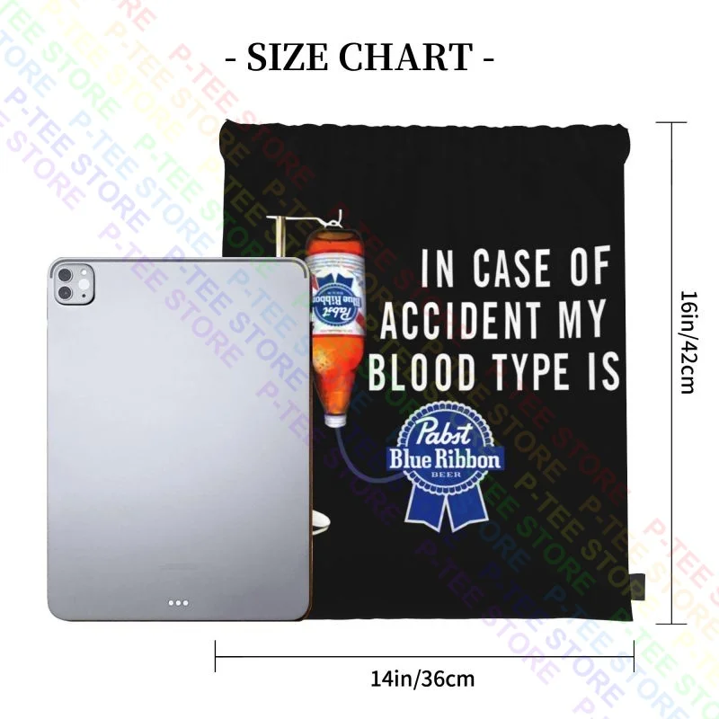 In-Case-Of-Accident-My-Blood-Type-Is-Pabst-Blue-Ribbon Drawstring Bags Gym Bag