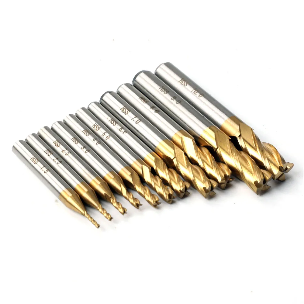Imagem -03 - Fresas Revestidas de Titânio Hss End Mill Grupo Cnc Router Bit para Madeira Aço 4-flute 1.510 mm Pcs 11 Pcs