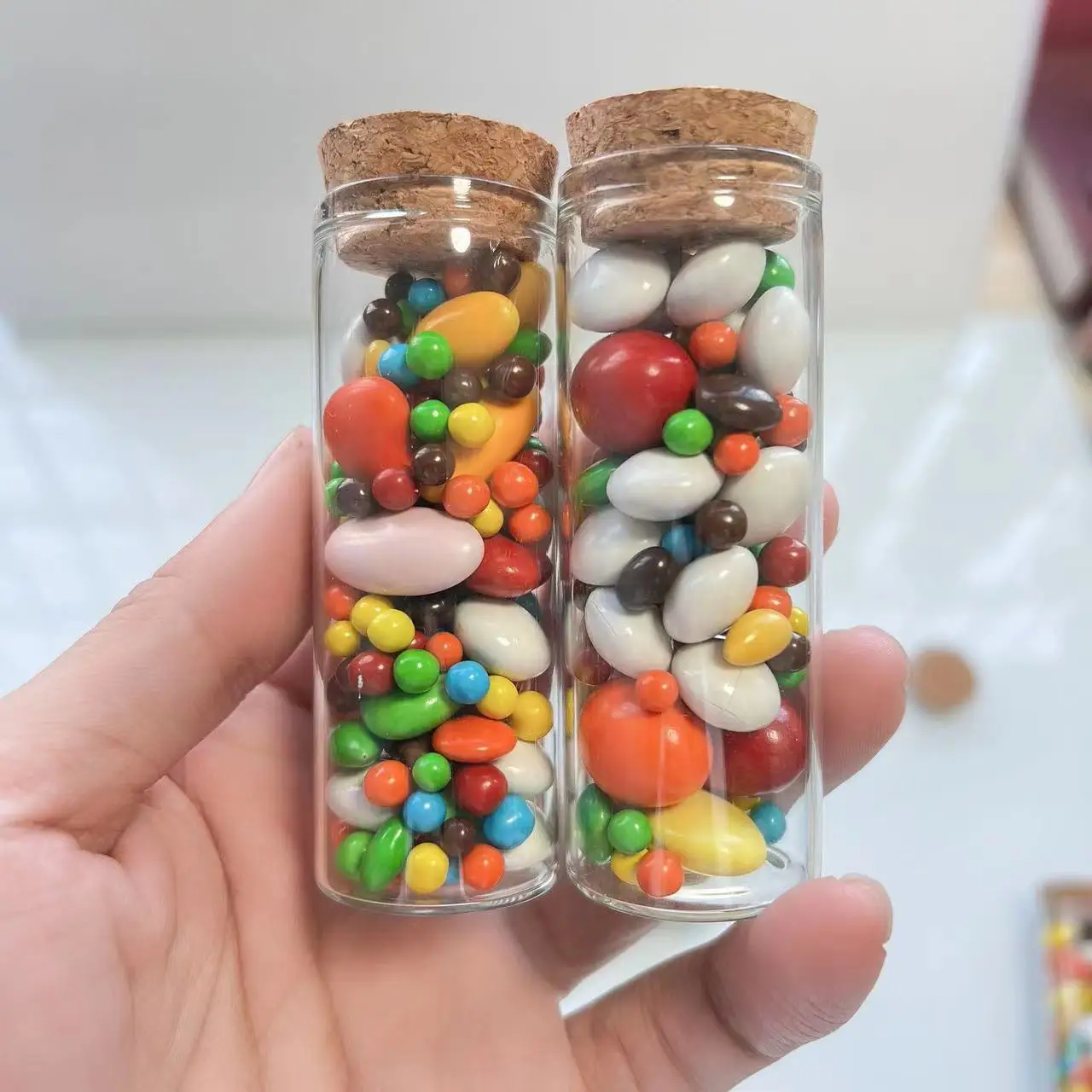 12 Pcs/lot 26*30*80mm 40ml Dragee Glass Bottle Little Glass Jars Spicy Storage Glass Container Vials Wedding Dragee Bottles Cork