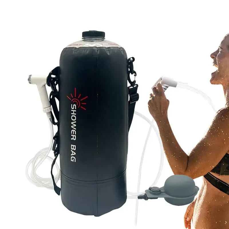 

Outdoor Camping Shower Portable Solar Showers For Camping 12L Tool Kit Bath Supplies With Removable Hose & Switchable Showerhead