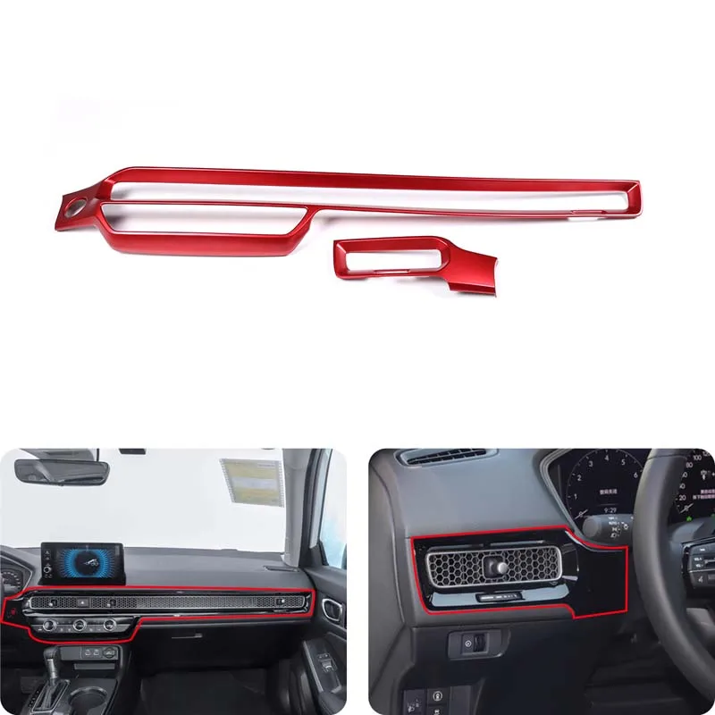 2 PCS Car Console Center Dashboard Cover Trim Decorative Stickers ABS car styling for Honda Civic 11th 2022 interior Accessories