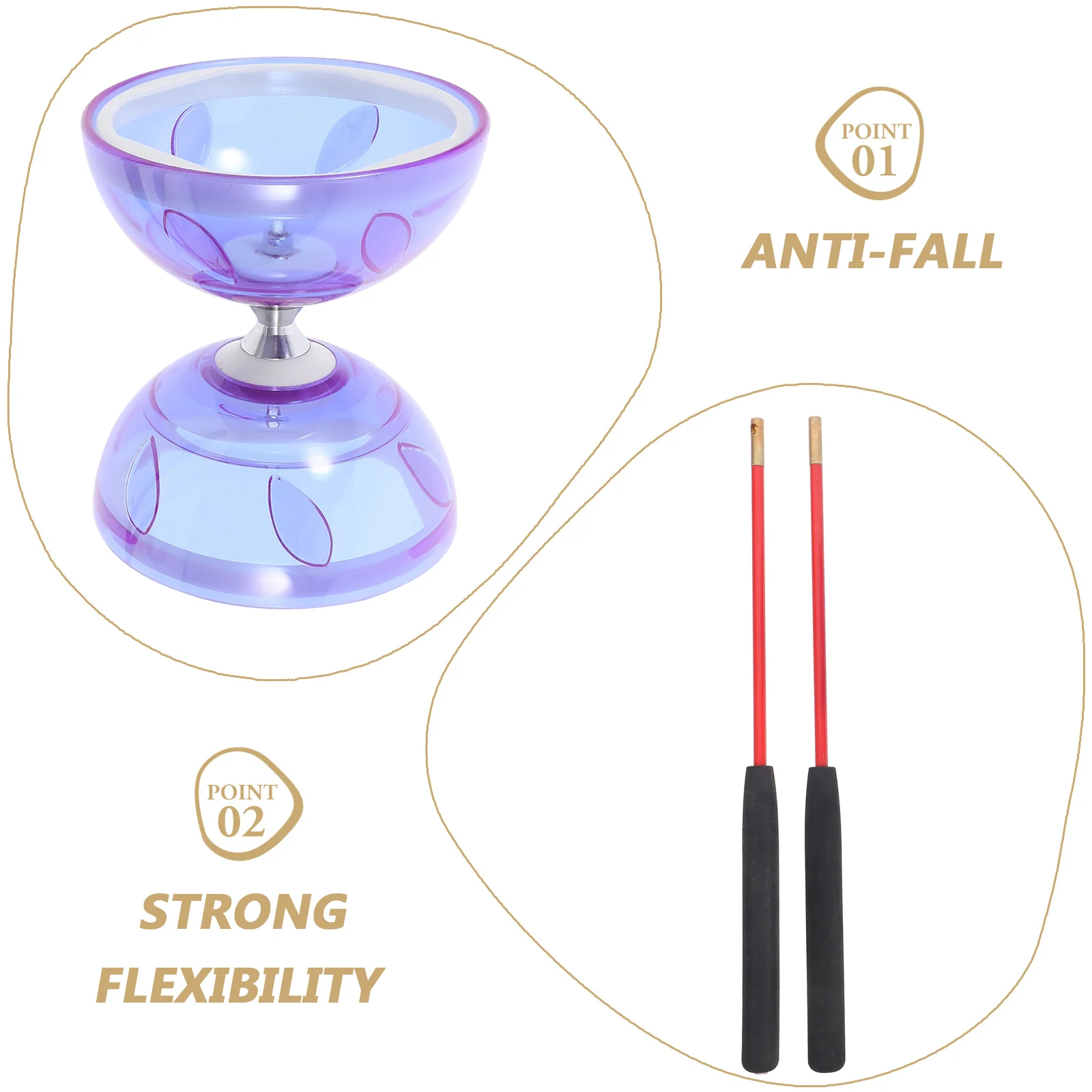 Three Bearing Diabolo Outdoor Fitness Crystal Chinese for Kids Tpu Plaything Acrobatics Juggling Show Prop