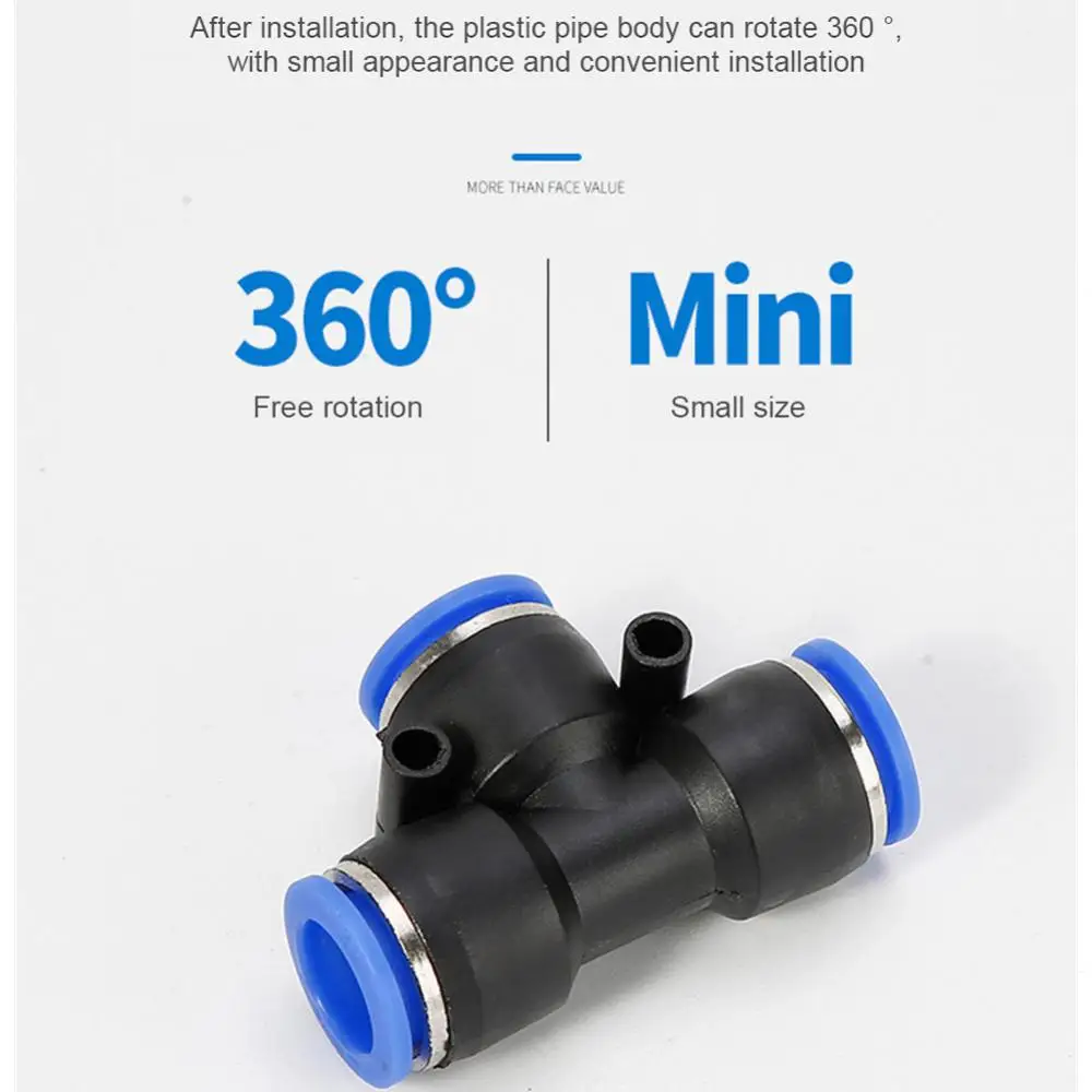 1-Pneumatic components pneumatic pipe quick coupling T-positive tee connector PE connector