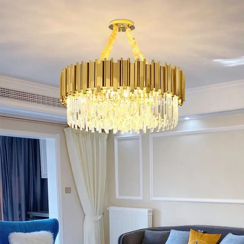 

Nordic light luxury living room crystal chandelier postmodern simple atmosphere bed dining Zhongshan led lamps