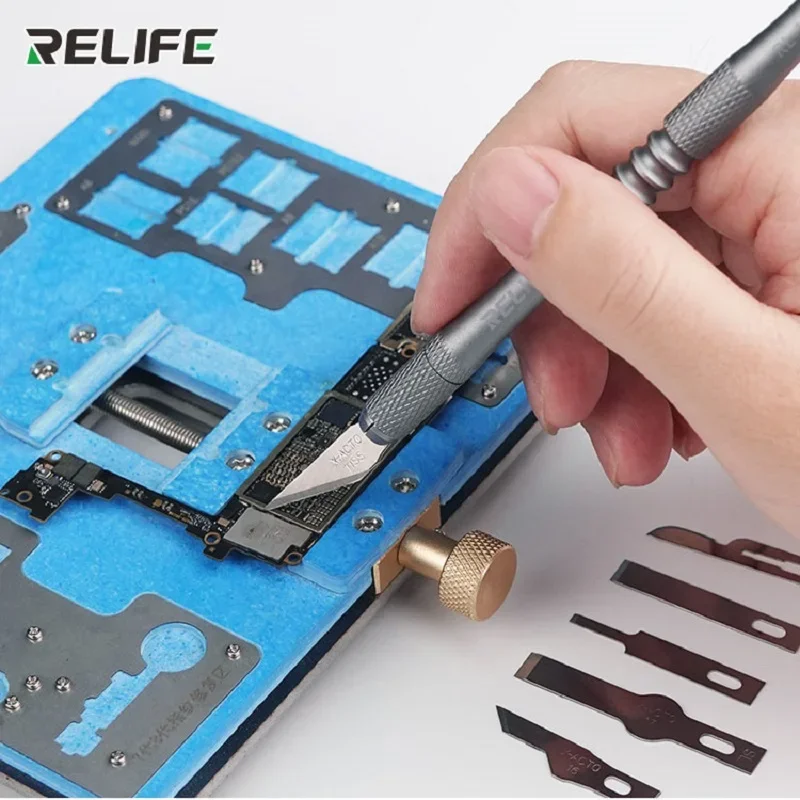RELIFE RL-101B 8 en 1 Couteau Ensemble pour Téléphone Portable Maintenance De Haute Qualité Et De Précision Carte Mère Colle Enlèvement Cutter Outil