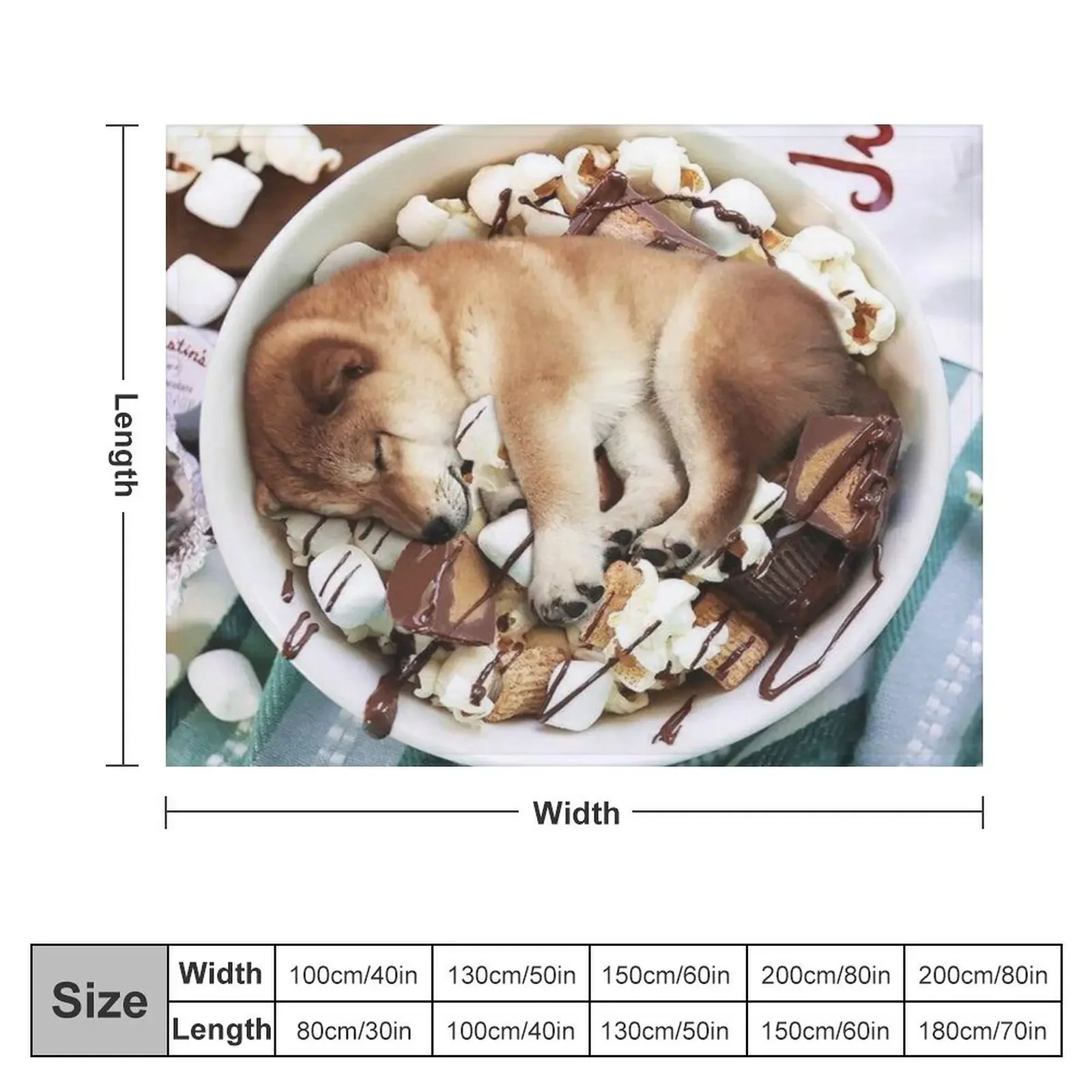 Shiba Inu Chocolate Marshmallow Bowl Throw Blanket Plush Retros Blankets