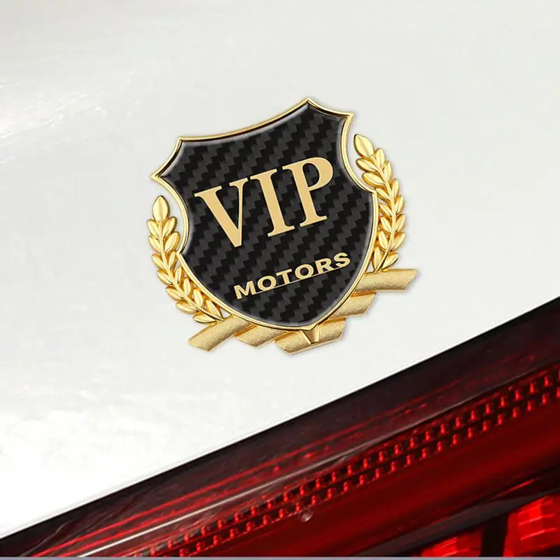 Car Labels Sticker Auto Body VIP Boat Decal Wheat Ear Pattern Metal Auto Signs Carbon Fiber Anti-Rust For Various Vehicles