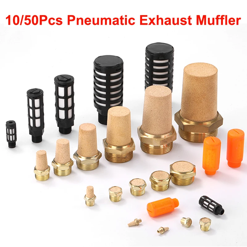 10/50pcs Pneumatic Exhaust Muffler Brass 1/8\