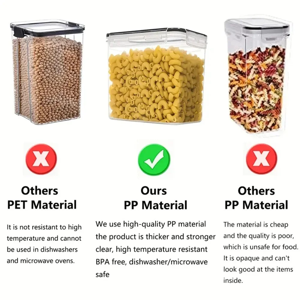 Juego de contenedores de comida para cocina, caja de almacenamiento hermética de plástico sin BPA, con 10 pegatinas y bolígrafo, 7 piezas