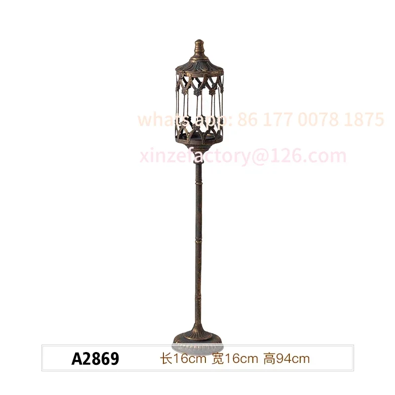 Customizable Large Standing Decorative Lantern, Floor Candle Holder, Tall Metal Glass Tower