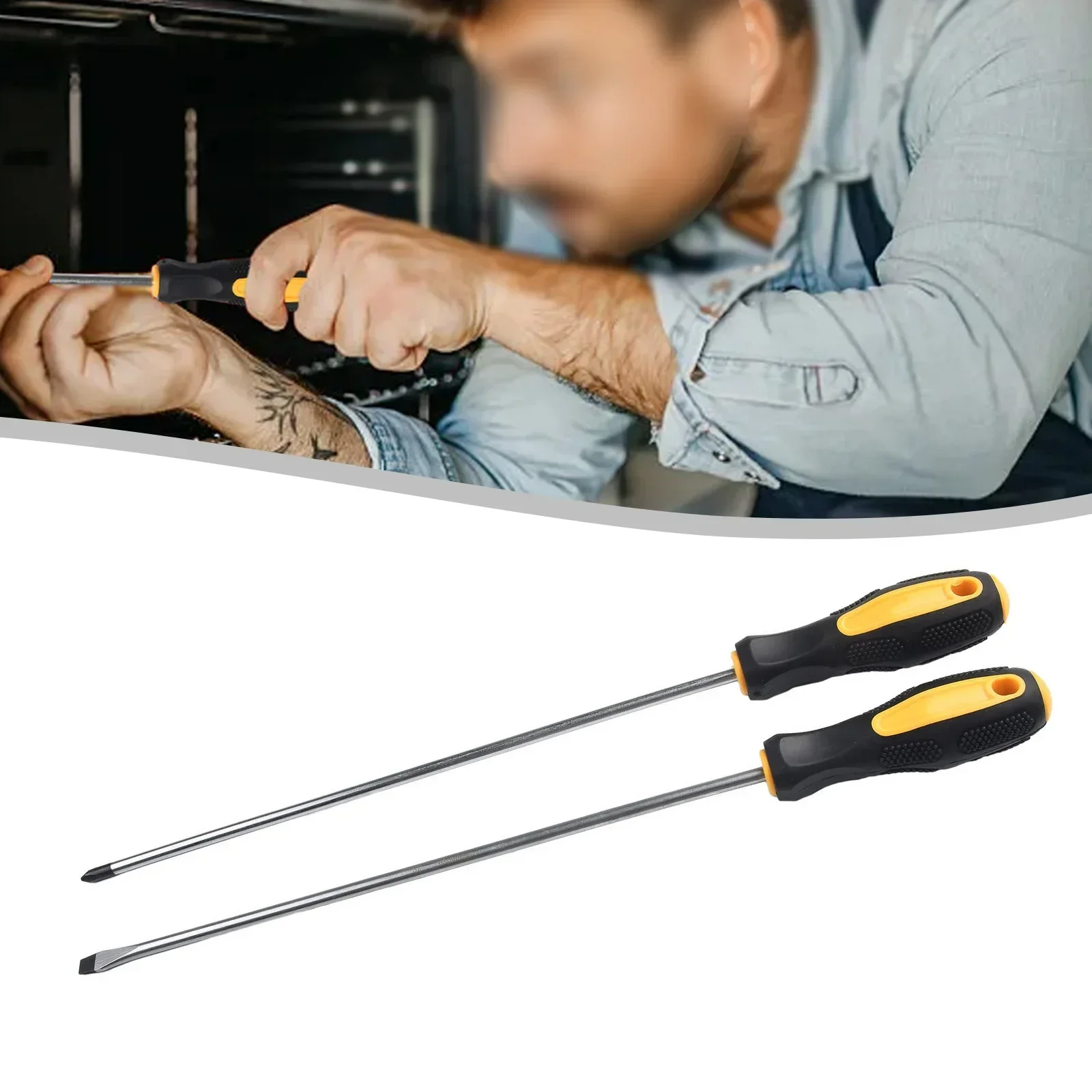 1/2pcs Extended Screwdriver Long Slotted Cross Screwdriver With Rubber Handle Multi-purpose Magnetic Screwdriver Repairing Tool