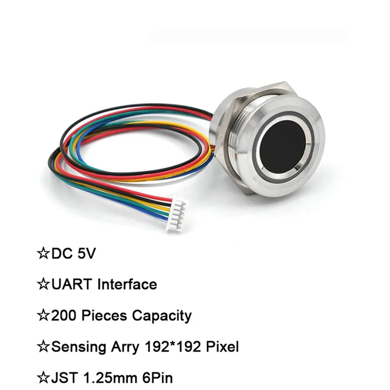 A19E-4X R503-5V RGB LED DC5V UART MX1.25-6Pin Impermeabile Capacitivo Modulo di Impronte Digitali Sensore Scanner Per Arduino Android