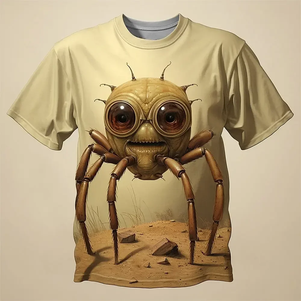 Spider Print Street Designer Skeleton Men 3d Printed T-shirt Men\'s Everyday Casual Short Sleeve Top Loose Oversized Sweatshirt